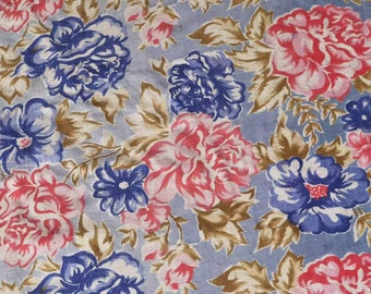 tissu imprimé à la main vintage - 170cmx202cm - bel imprimé floral - tissu traditionnel en coton tissé à la main - parfait pour le rembourrage