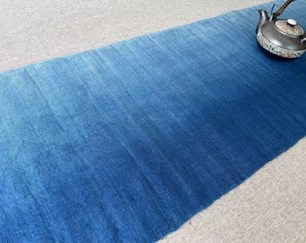Caminho de mesa de rami índigo tecido à mão: fibra natural, decoração de chá Gong Fu