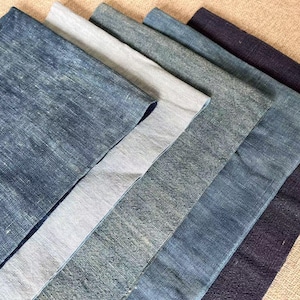 5pcs vintage indigo blue fabric scraps - antique handwoven cotton fabric - boro fabric