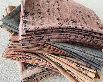 型染め布端切れ3枚：手染め綿柿渋藍襞 - Etsy 日本