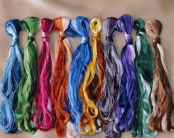 50 Assorted colors pure mulberry silk embroidery thread floss skeins for hand embroidery DIY fringe