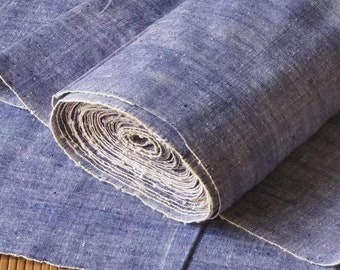 Chinese vintage handwoven cotton fabric - denim blue plain fabric  - 13inches in width - perfect for boro patchwork or quilting
