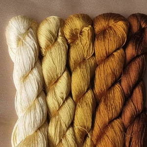 5 Large skeins Chinese pure mulberry silk embroidery thread floss for hand embroidery DIY fringe - Gradient color No. 839-850