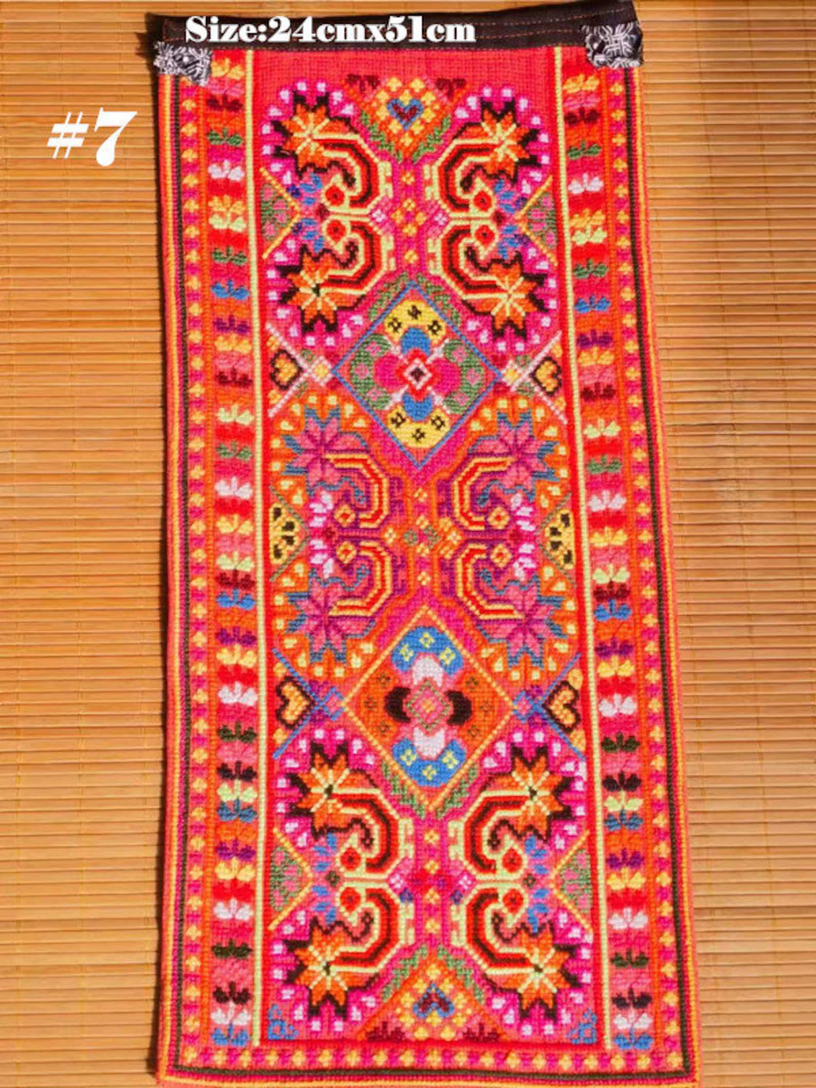 Hmong Rug Hmong Vintage Hand Embroidered Panels - Tribal Art - Cross Stitch ...