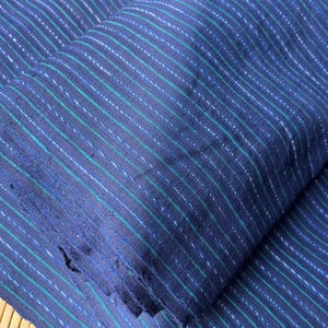 Vintage Handgewebter Baumwollstoff: Navy Blau Streifen Sashiko Crafting - Meterware
