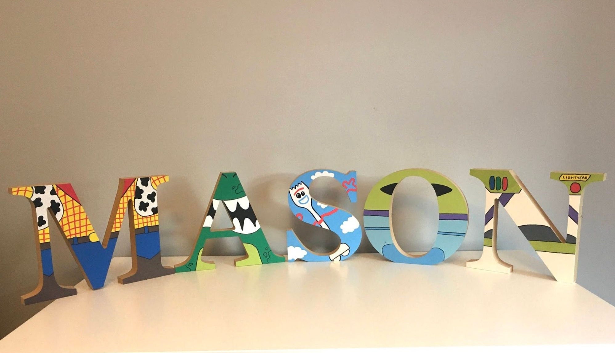 Handpainted Toy Story Themed Wooden Letters Personalised Toy Etsy