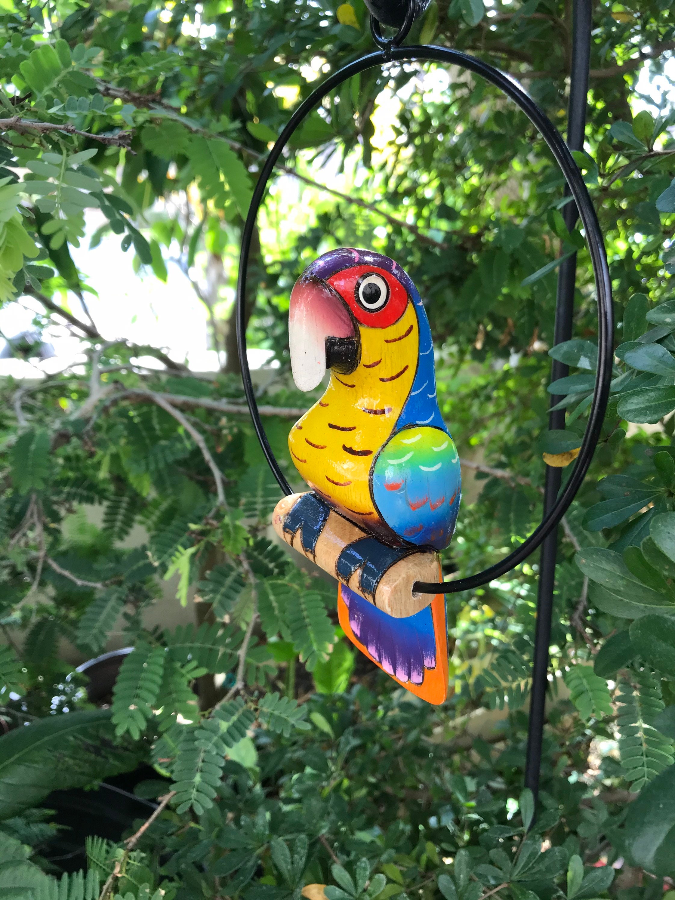 6 wooden carved parrot Etsy