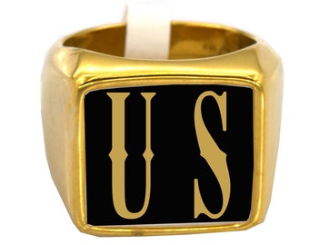 Customized Block Letter Ring Single Initial Number Alphabet Ring