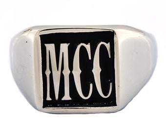 Vierkant 3 blokletters ring aangepaste initialen herdenkingsnaam cadeau