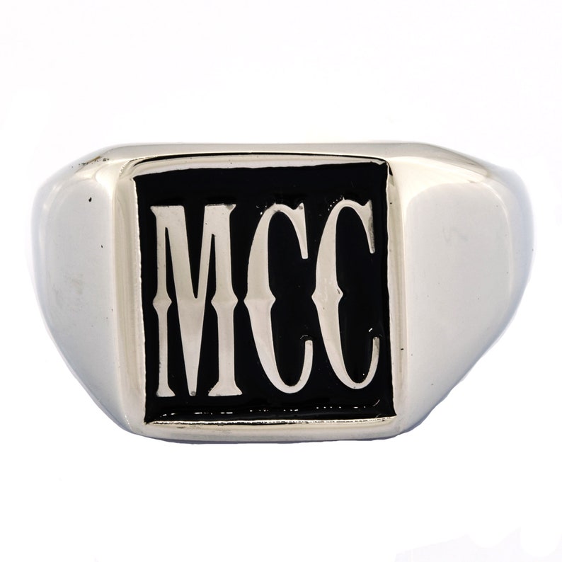 Mcc Silver Rings Square 3 Block Letters Ring Custom Initials Memorial Name Gift - Etsy