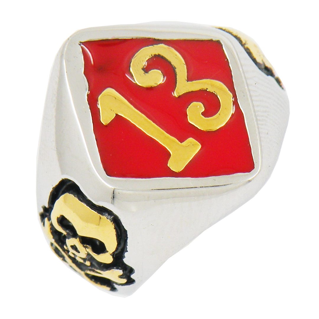 Ghost Number 13 Skull Biker Ring Gothic Ring - Etsy