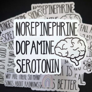 Neurotransmitters stickers, dopamine, serotonin, norepinephrine science lover sticker, mood stickers, fun sticker vinyl decals