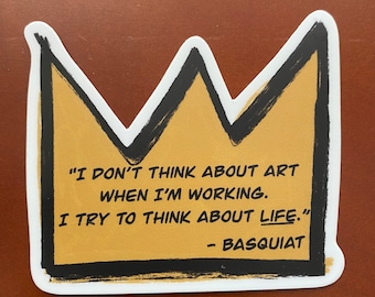 Basquiat crown sticker, vinyl sticker, artist sticker laptop sticker, planner sticker, golden crown sticker