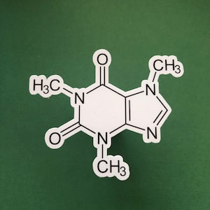 カフェイン ステッカー 科学教師へのギフト、コーヒー愛好家へのギフト、科学愛好家へのギフト、ラップトップ ステッカー、科学ステッカー、化学ギフト ステッカー
