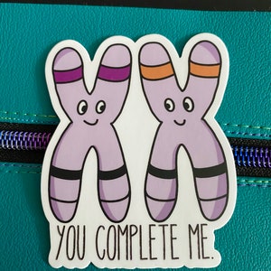 You complete me vinyl sticker,  chromosomes sticker, teacher gift, science lover gift, science stickers, chemistry stickers, Valentine’s Day