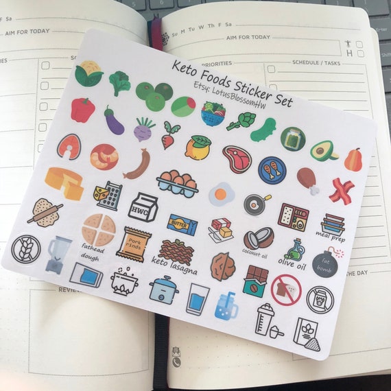 Keto Planner Stickers, Journal Stickers, Keto Diet, Ketogenic, Erin  Condren, Happy Planner, Low Carb, Fitness Stickers, Healthy Living 