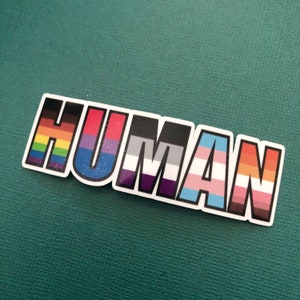 Human sticker, LGBTQ+ pride sticker, vinyl decal stickers, gay pride, queer pride, inclusive stickers, laptop decal