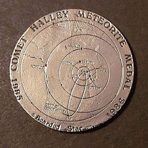 Comet Halley Meteorite Medal: Bearded Star #425 cast in 1986 w/Certificate