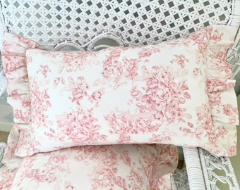 Top Quality Ruffled Edges French Floral Linen Cotton Cushion Cover, Pillow Cover,Shabby chic,