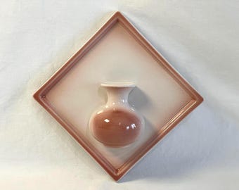 Vaso da parete in ceramica stile metà secolo | Vaso da parete vintage | Decorazione murale cecoslovacca anni '60 | Vaso per fiori da appendere alla parete | Piastrella in ceramica stile boho retrò