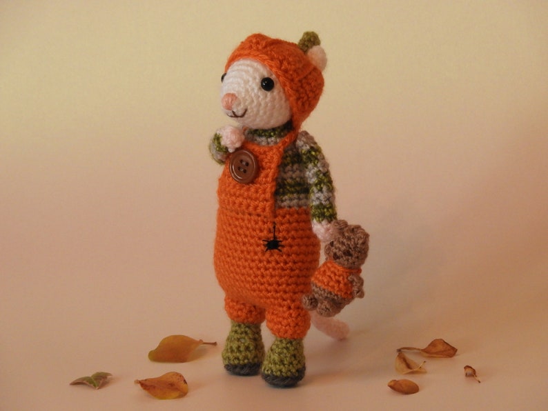 Crochet Mouse Pattern Pip the Autumn/Halloween Mouse, amigurumi mouse pattern, knitted pumpkin mouse pattern, mouse crochet pattern image 9