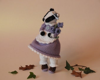 Crochet Badger Pattern - Bluebell the Badger, amigurumi badger, knitted badger pattern, badger crochet pattern, badger knitting pattern