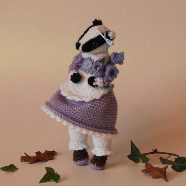 Crochet Badger Pattern - Bluebell the Badger, amigurumi badger, knitted badger pattern, badger crochet pattern, badger knitting pattern