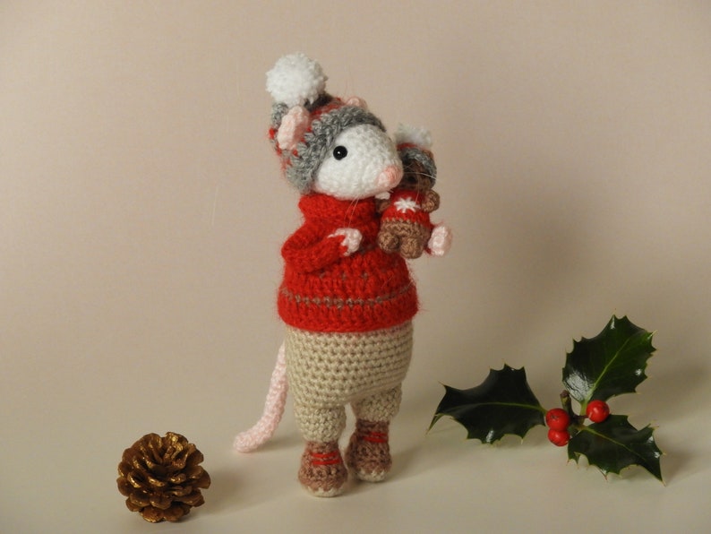 Crochet Mouse Pattern Pip the Winter Mouse and Teddy, amigurumi mouse pattern, knitted mouse pattern, mouse crochet pattern image 7