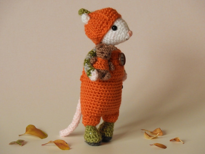 Crochet Mouse Pattern Pip the Autumn/Halloween Mouse, amigurumi mouse pattern, knitted pumpkin mouse pattern, mouse crochet pattern image 6