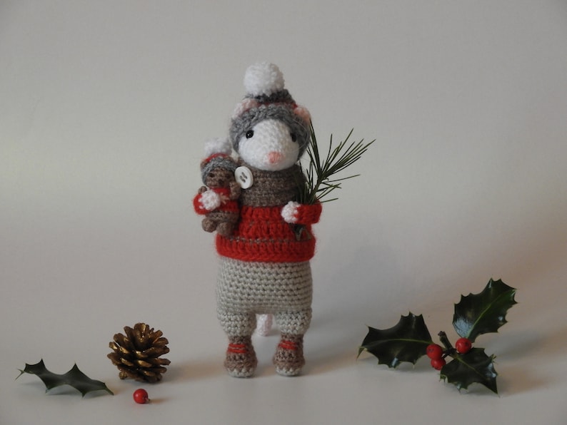 Crochet Mouse Pattern Pip the Winter Mouse and Teddy, amigurumi mouse pattern, knitted mouse pattern, mouse crochet pattern image 9