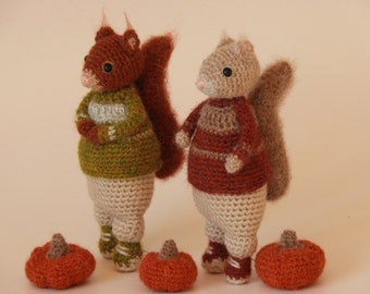 Crochet Squirrel Pattern - Autumn Squirrels, amigurumi squirrels, knitted squirrel pattern, squirrel crochet pattern