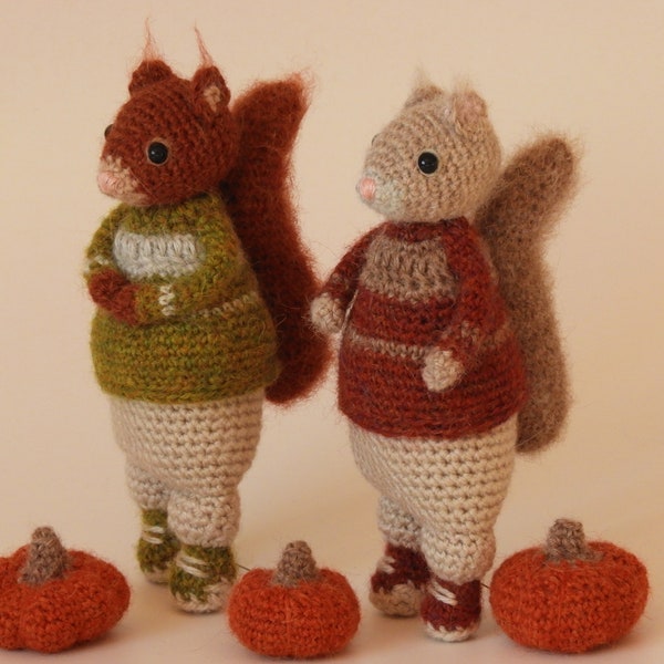 Crochet Squirrel Pattern - Autumn Squirrels, amigurumi squirrels, knitted squirrel pattern, squirrel crochet pattern