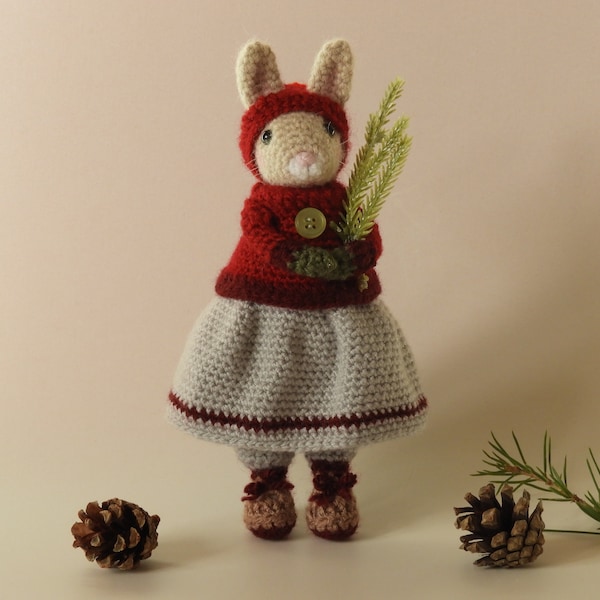 Crochet Rabbit Pattern - Willow the Winter Rabbit, amigurumi rabbit pattern, knitted rabbit pattern, rabbit crochet pattern