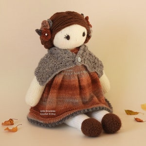 Knitted Doll Pattern - Autumn Rose, Doll Knitting Pattern, Knitted Doll PDF, Toy Knitting Pattern, Doll Digital PDF, Doll Making Pattern