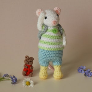 Crochet Mouse Pattern - Pip the Spring Mouse, amigurumi mouse pattern, crochet mouse pattern, knitted mouse pattern