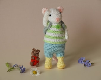 Crochet Mouse Pattern - Pip the Spring Mouse, amigurumi mouse pattern, crochet mouse pattern, knitted mouse pattern