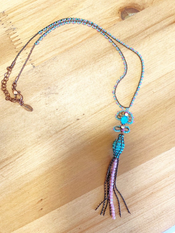 GORGEOUS Vintage Anthropologie Beaded Lariat Boho 