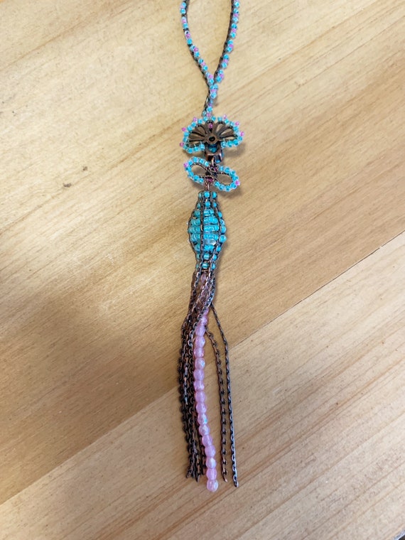 GORGEOUS Vintage Anthropologie Beaded Lariat Boho… - image 3