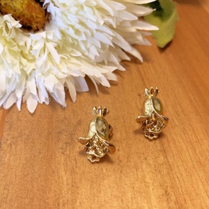 GORGEOUS Vintage Rose Shaped Gold Earrings