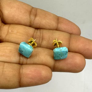 Turquoise Earrings,Natural Turquoise 14K Gold Stud Earrings For Women, Natural Turquoise Stud Earrings,Minimalist stud earrings,Gift for Her