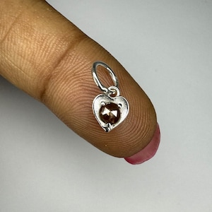 Solid 18Kt Solid White Gold Diamond Pendant,Natural Rose cut Diamond  Heart Charm,Rose Cut LB  Diamond Charm, Dainty Heart Diamond Pendant