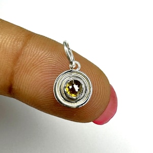 Solid 18Kt Solid White Gold Yellow Diamond Pendant,Natural Rosecut Diamond Charm,Rose Cut LB  Diamond Charm, Dainty Diamond Pendant