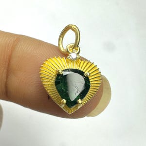 Vintage 18K Solid Gold Smaragd Anhänger, Smaragd und echte Diamanten, Solid Gold Halskette, Smaragd und Gold Anhänger, Diamant Anhänger