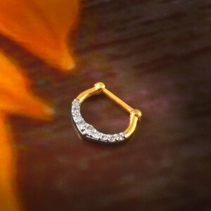 18k Solid Gold Natural Diamond Clicker/Cartilage Hoop/Helix/Tragus/Conch/Nose