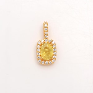 Sapphire 14k Gold Pendant, Yellow Sapphire Necklace, Natural Yellow Sapphire Necklace Pendant, Gold Jewelry, Gift for Her, Valentine&#39;s gift