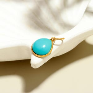 Natural Turquoise Gemstone 18K Solid Gold Charm Pendant, 18K Solid Gold Charm, Dainty Delicate Handmade Charm Pendant,Gold Turquoise Pendant