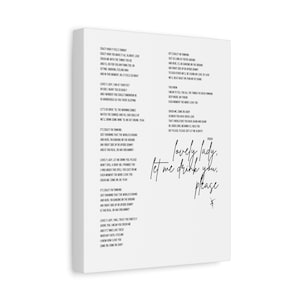 Crush | Dave Matthews Band Full Lyric Canvas | Wall Art | DMB Gift for Her | Stretched Matte Canvas Stretched