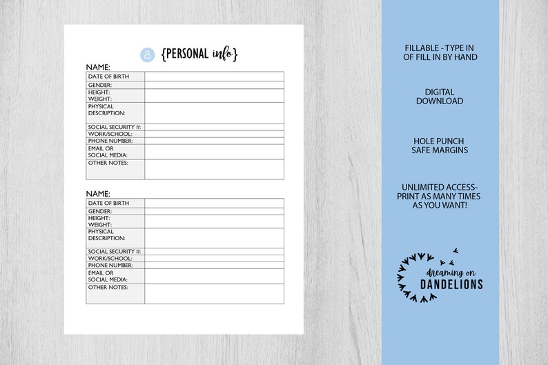 Printable Emergency Binder fillable Emergency Binder, Emergency ...