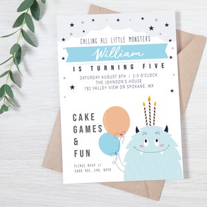 Monster Mash Invitation {Monster Birthday Invite, Little Monsters Invitation, Monster Birthday Party, Halloween Birthday Invite}