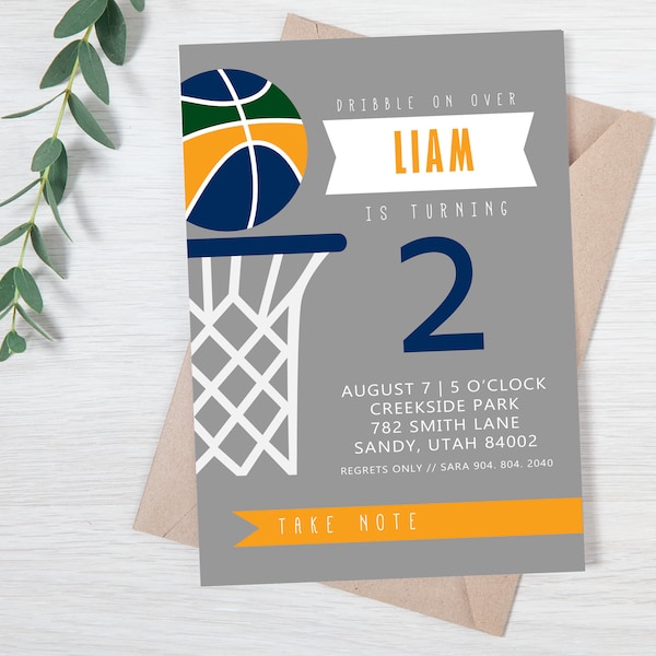 Utah Jazz Invitations {Utah Jazz Evite, Utah Jazz Invite, March Madness Invite, Basketball Invitations, Utah Jazz Party, Basketball Evite}